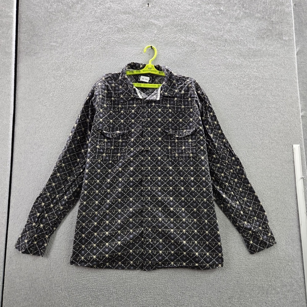 Cowboy Hardware Men Button Up Shirt M Black Geometric Western‎  Long Sleeve